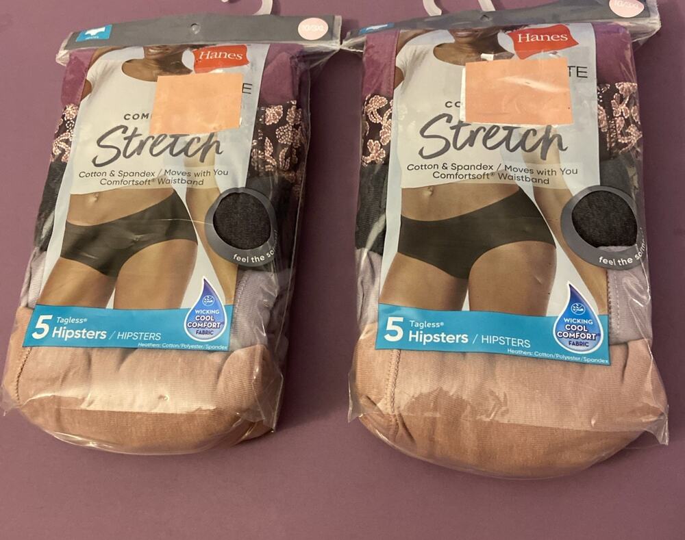 NEW! 2 !Hanes Packages Of 5 Comfort Stretch Assorted Hipsters / 3X / Sz.10 /$58